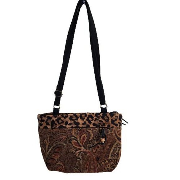Connie Gunderson California Designer Leopard Tapestry Art to Wear Crossbody Bag - Picture 4 of 10